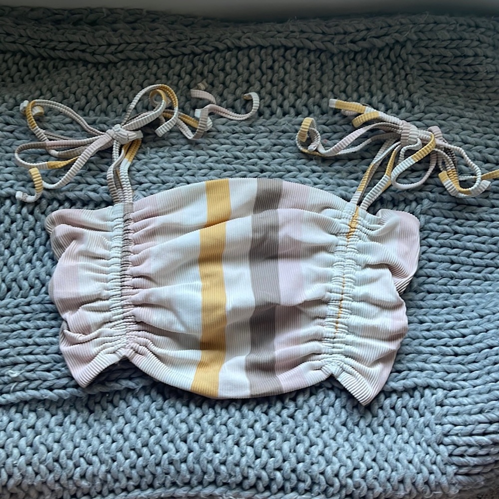 Aerie Long-Line Ribbed Bandeau Bikini Top